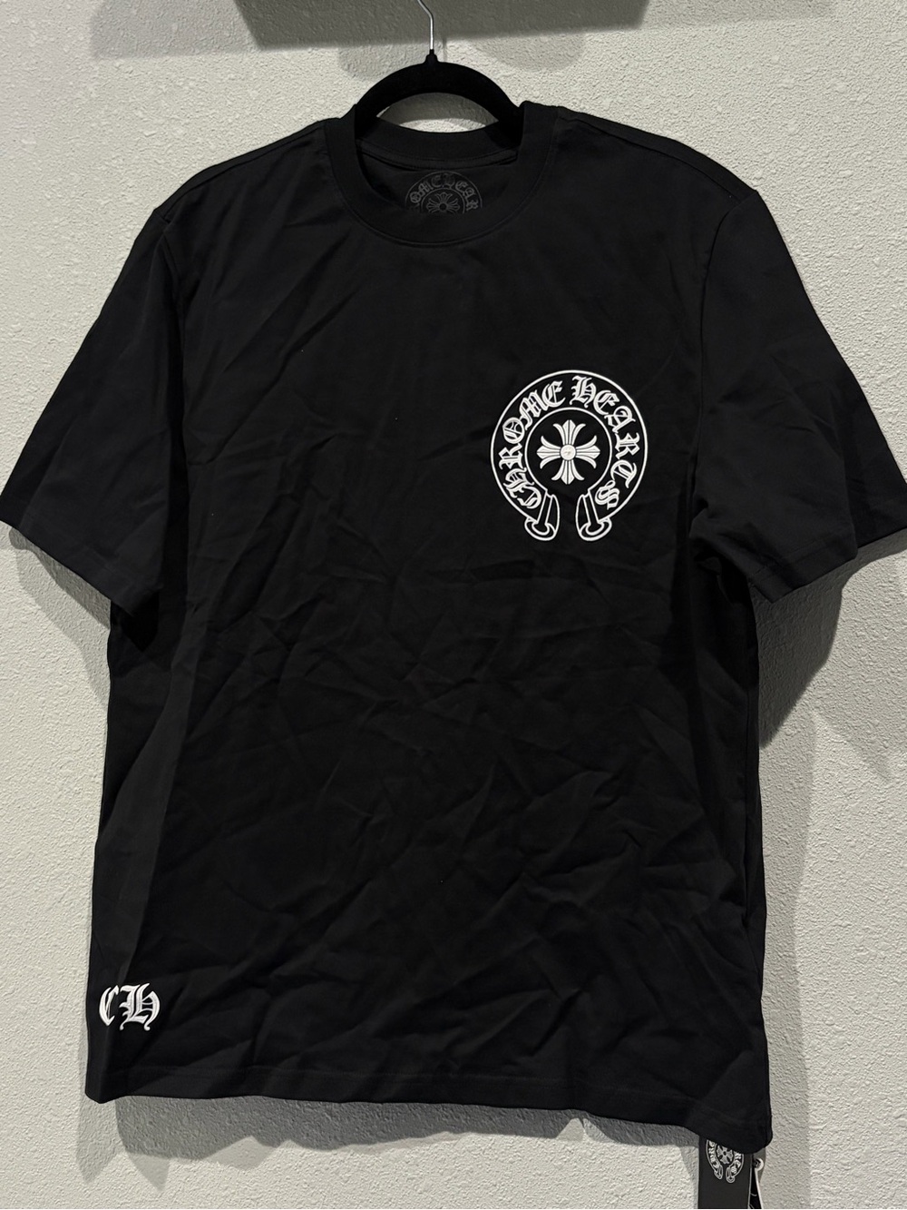 Chrome Hearts Black Tee with White Circular Cross Logo